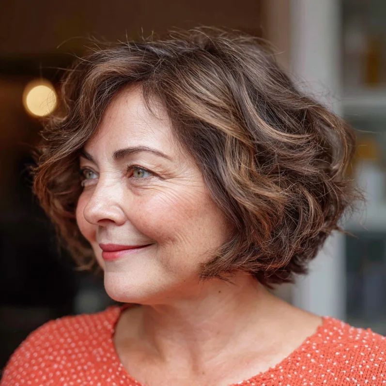 Textured Airy Bob with Lively Curls