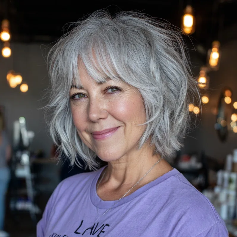Textured Ash Blonde Airy Bob with Soft Volume