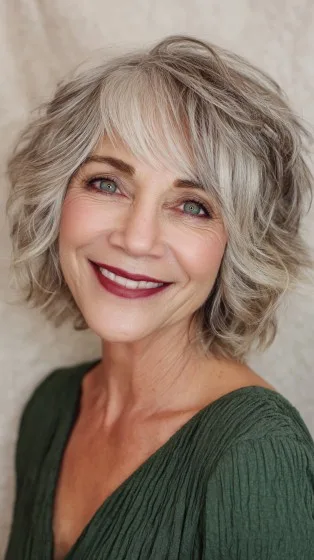 Textured Ash Blonde Shaggy Bob with Soft Layers