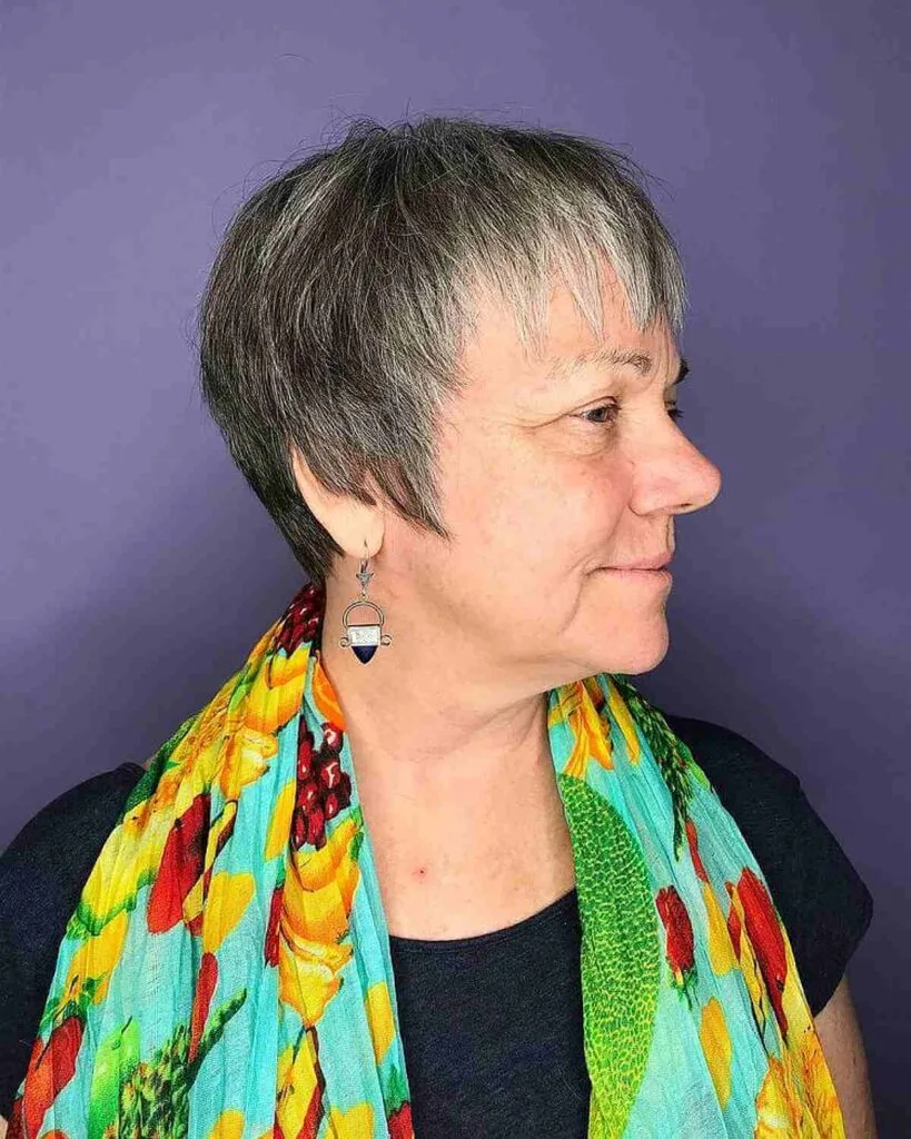 Textured Bangs with a Razor Cut Pixie for Women 50 and Up