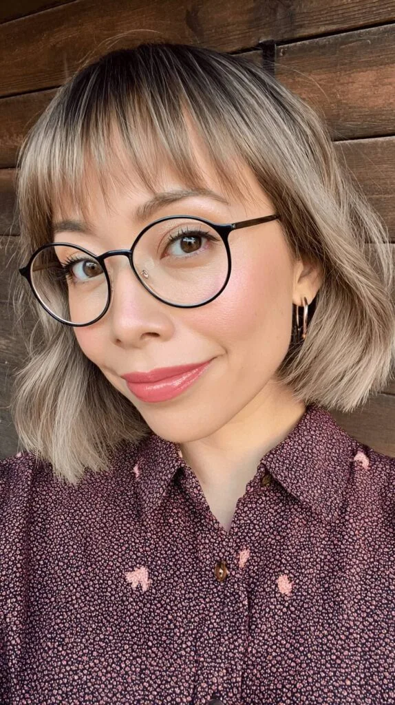 Textured Blunt Bob with Soft Bangs