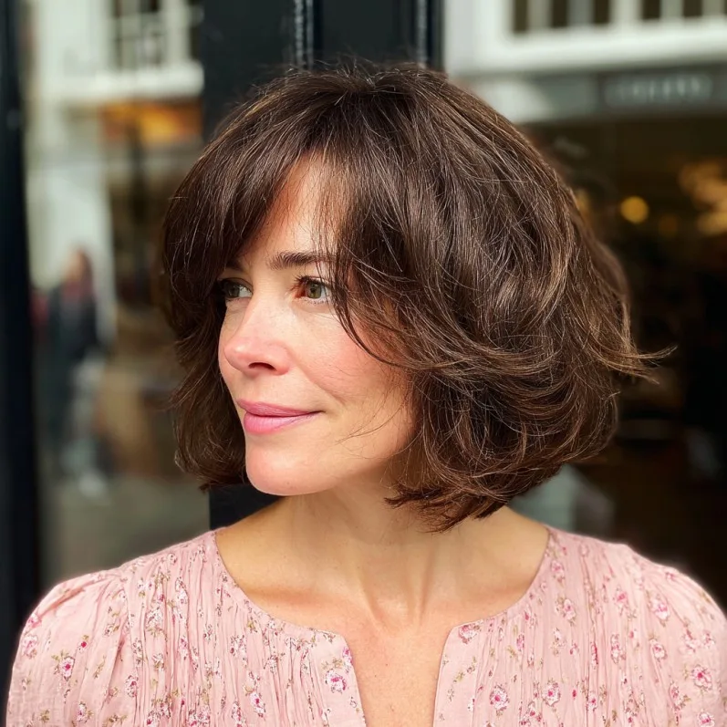 Textured Bob with Soft Volume for Round Faces