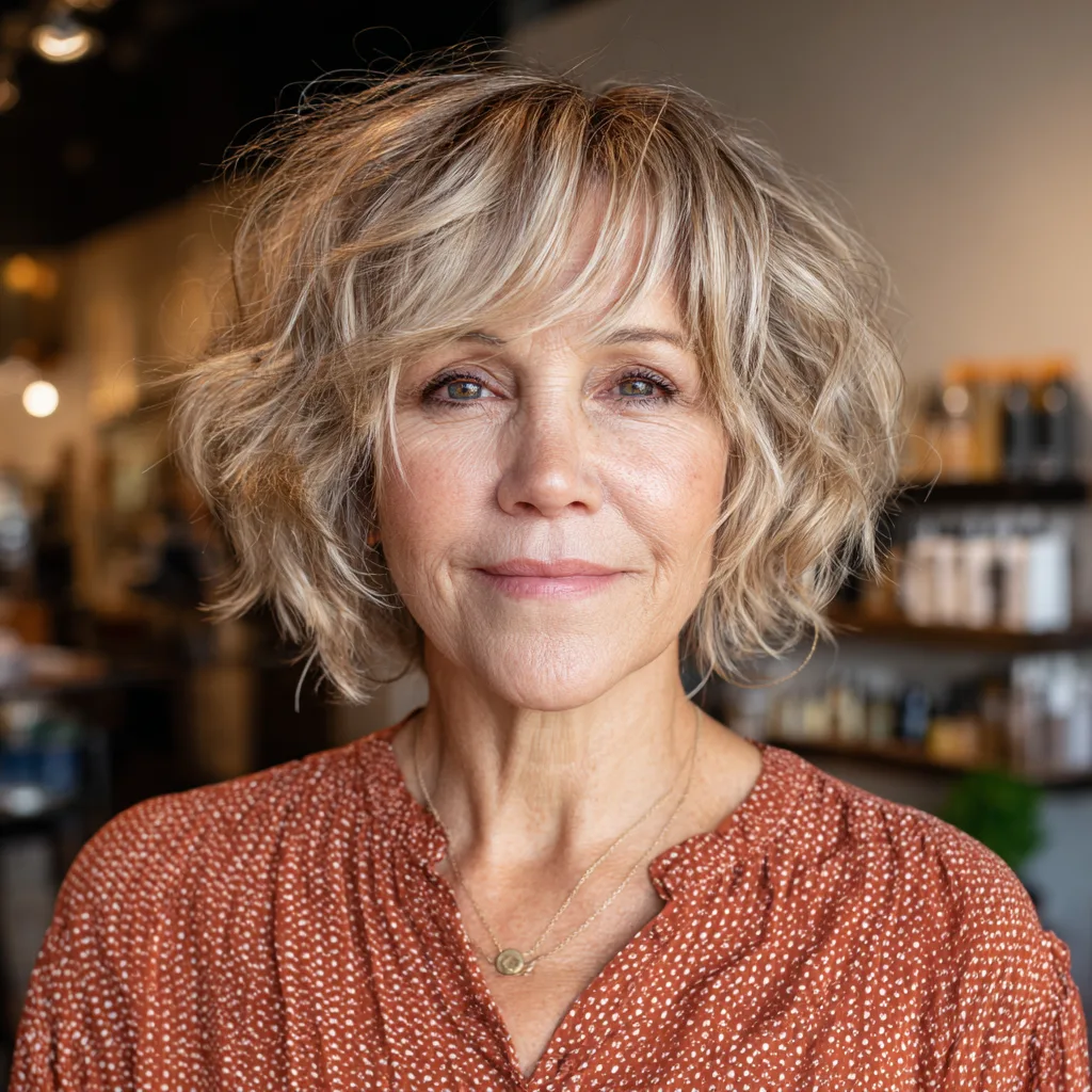 Textured Bronde Bob with Playful Volume