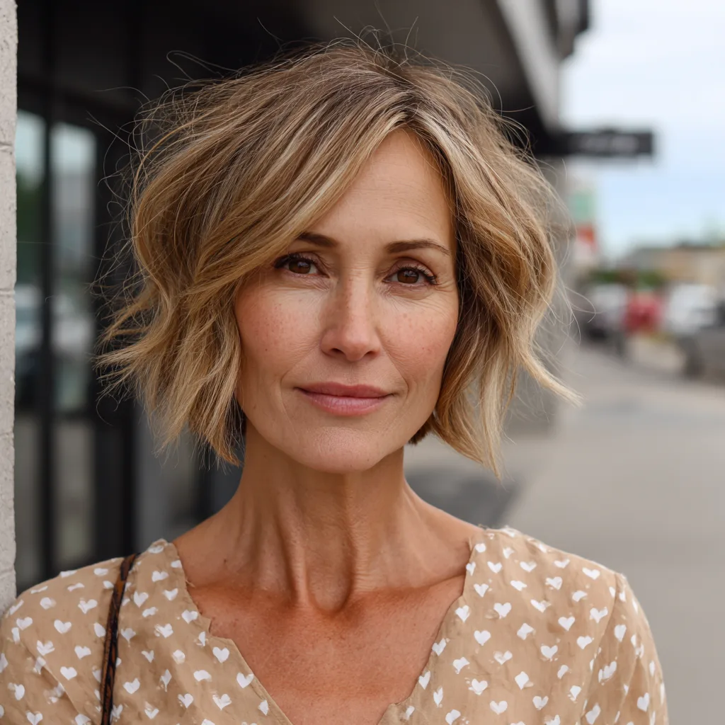 Textured Bronde Bob with Subtle Waves