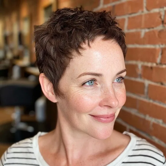 Textured Brunette Pixie Cut with Defined Layers