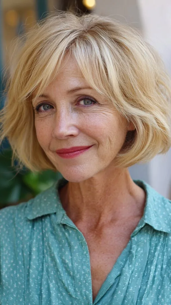 Textured Chin-Length Bob with Soft Fringe