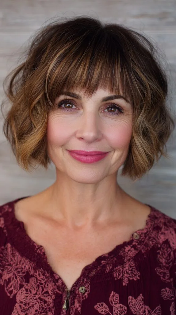 Textured Choppy Bob with Face-Framing Bangs