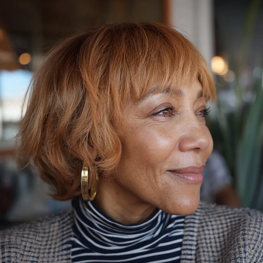 Textured Copper Bob with Playful Bangs