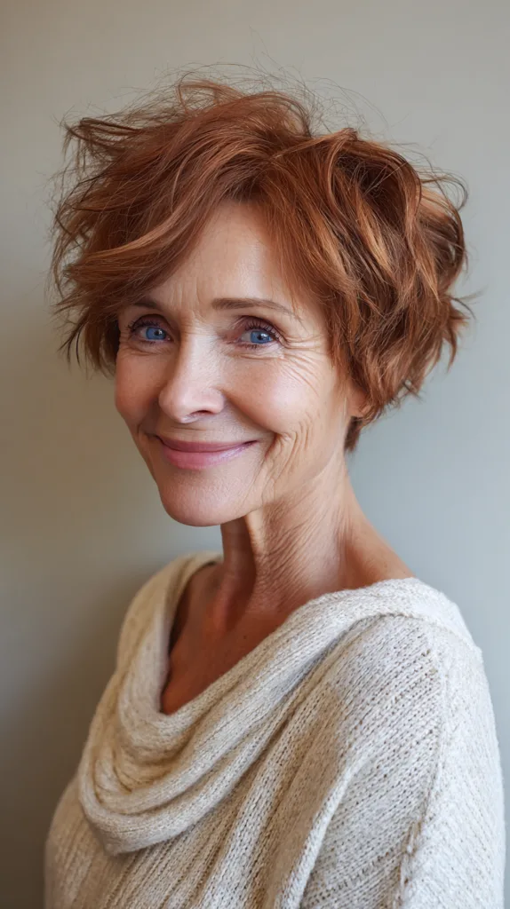 Textured Copper Shaggy Pixie Bob with Playful Volume