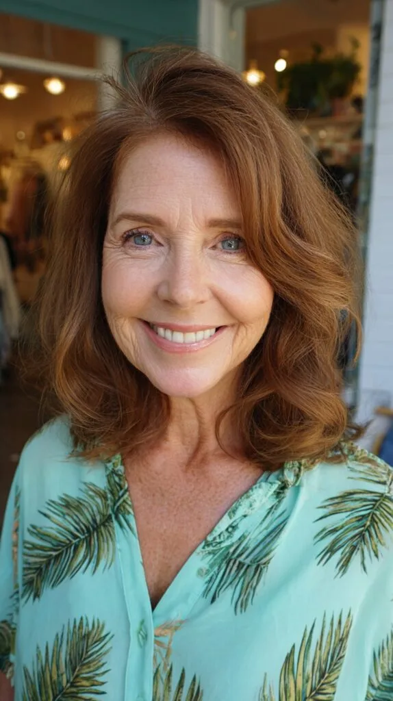 Textured Copper Shoulder-Grazing Lob with Root Softening