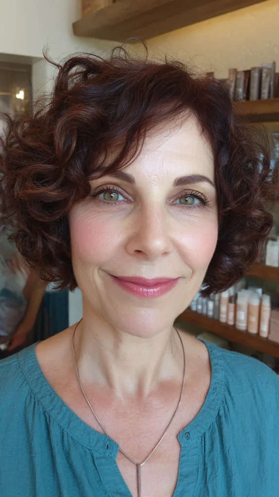 Textured Curls with Rich Burgundy Tones