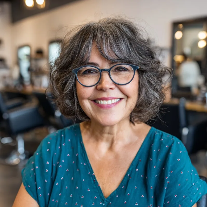 Textured Curly Bob with Face-Framing Layers