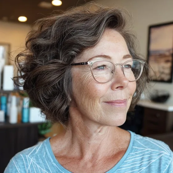 Textured Curly Bob with Face-Framing Layers