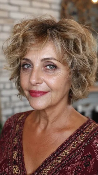Textured Curly Shaggy Bob with Soft Layers