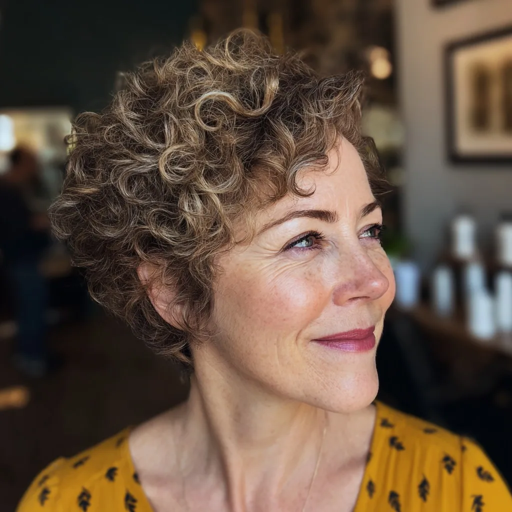 Textured Curly Stacked Pixie Cut with Soft Volume