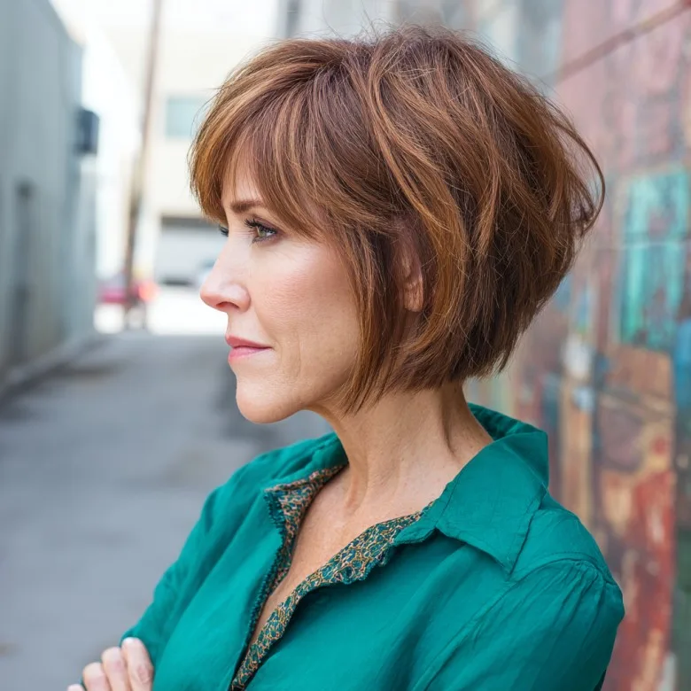 Textured Layered Bob with Soft Bangs