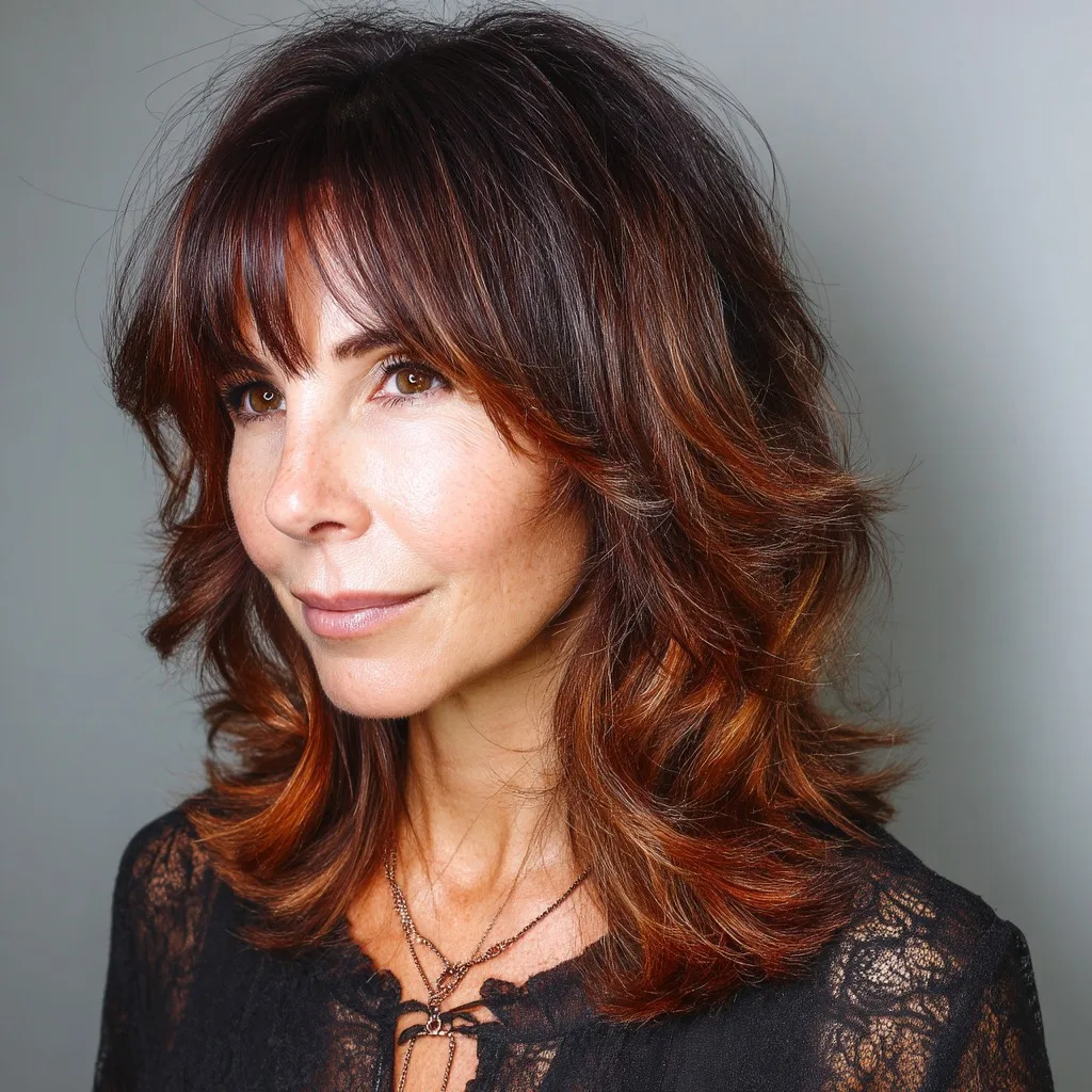 Textured Medium Length Cut with Bold Bangs