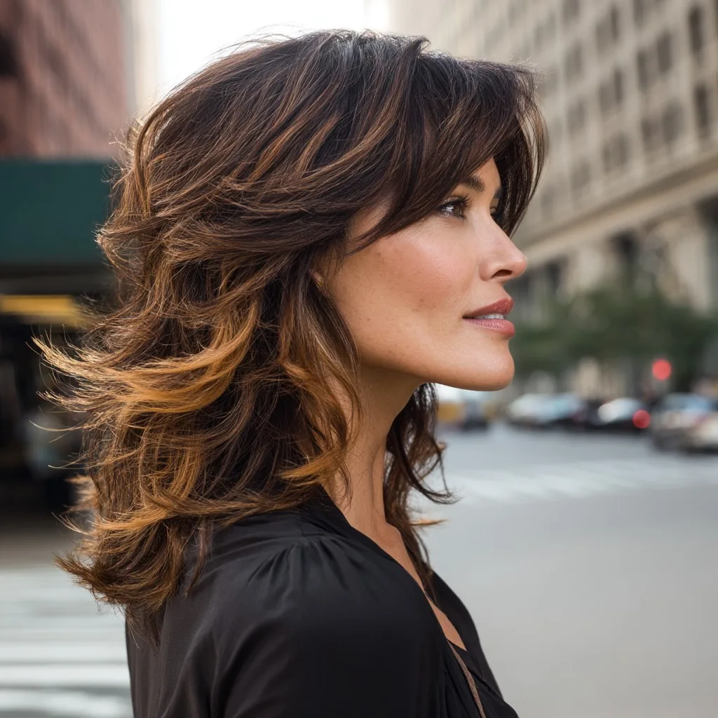 Textured Medium Length Cut with Face-Framing Bangs