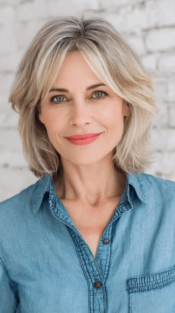 Textured Mid-Length Layered Cut with Luminous Highlights