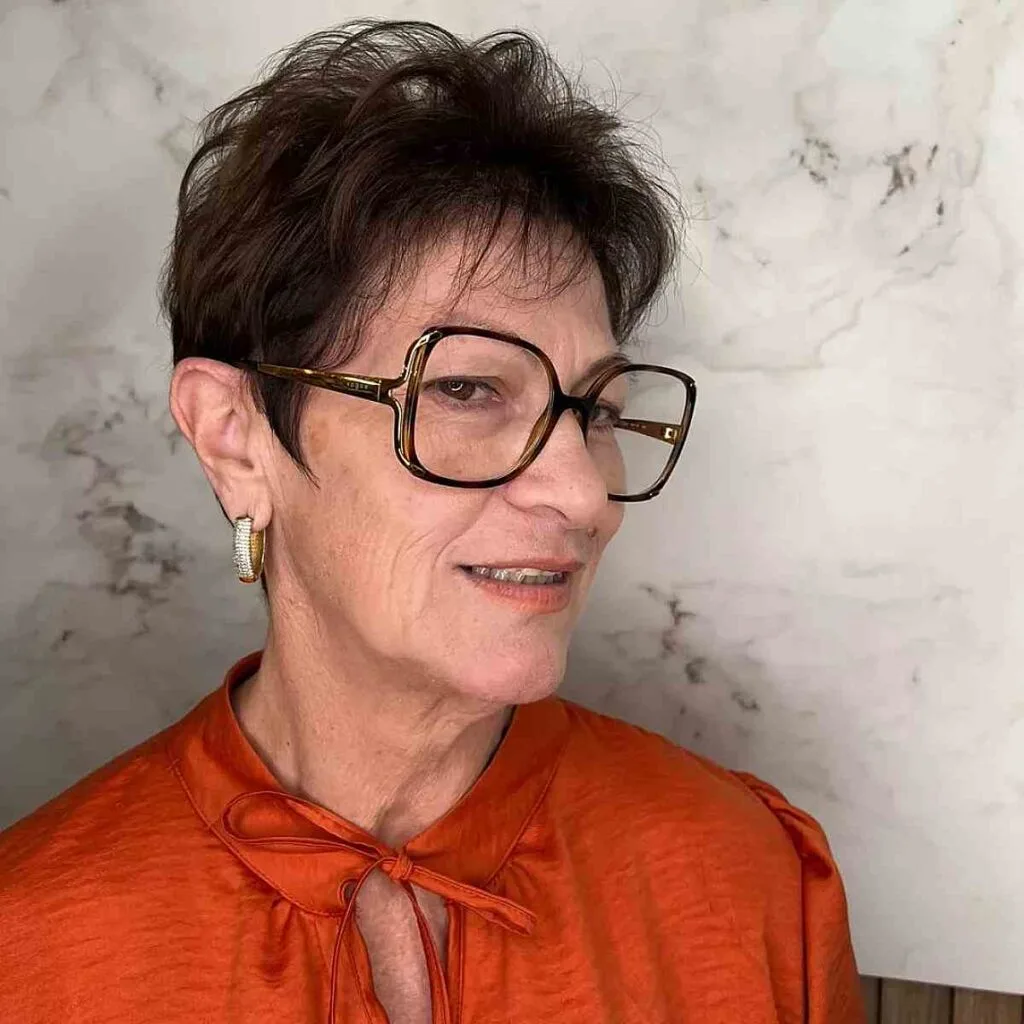 Textured Pixie with Crown Layers for an Older Lady