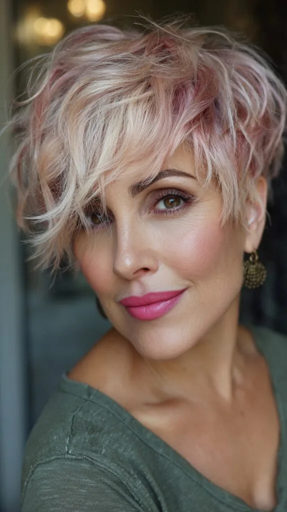 Textured Rose Gold Pixie with Soft Waves