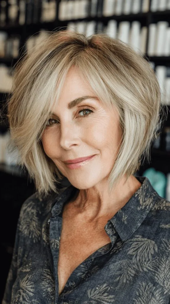 Textured Short Blonde Bob with Face-Framing Layers