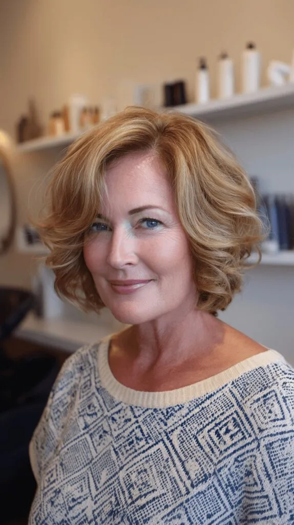 Textured Short Blonde Bob with Soft Curls