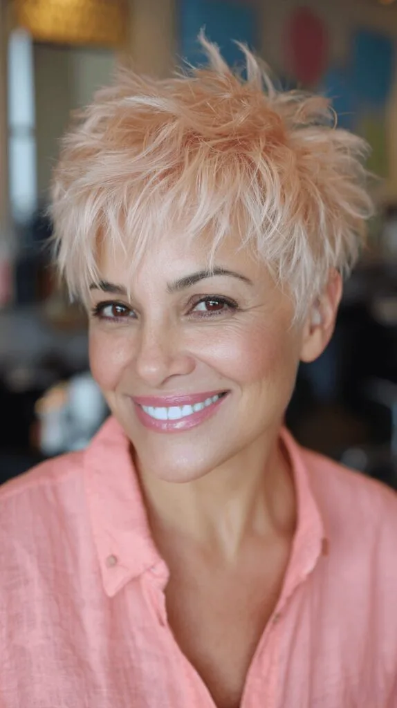 Textured Short Blonde Pixie with Lively Layers