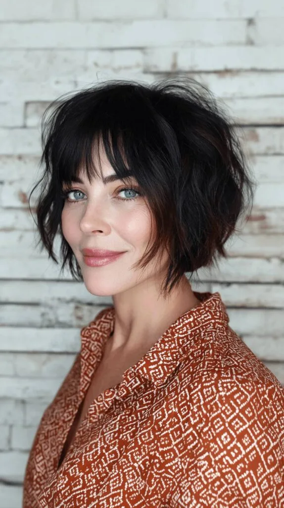 Textured Short Bob with Subtle Bangs