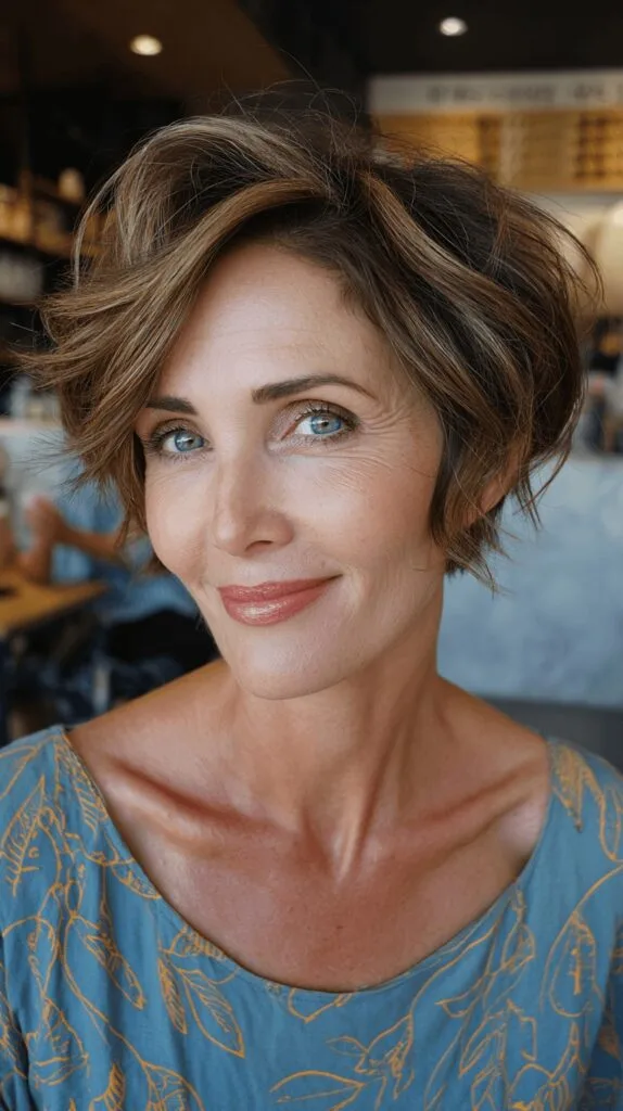 Textured Short Crop with Soft Waves and Face-Framing Layers