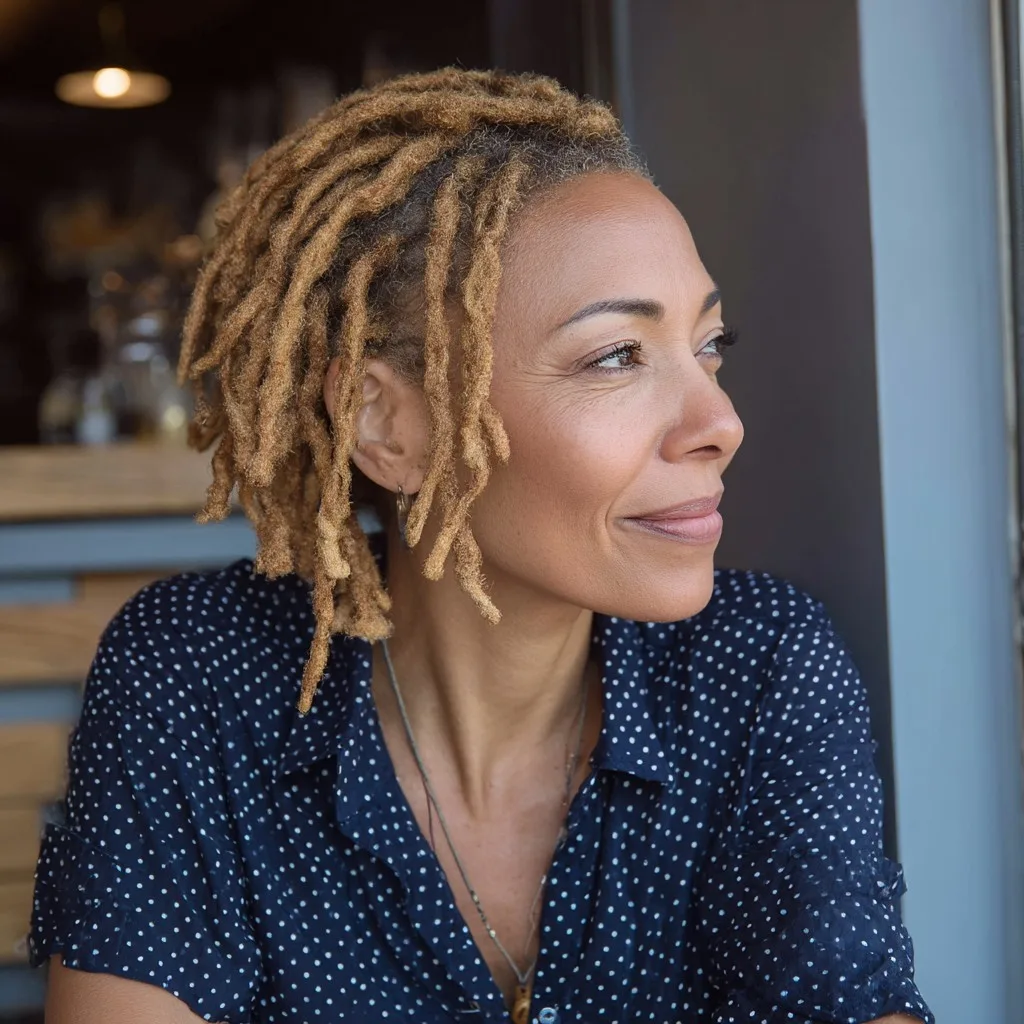 Textured Short Dreadlocks with Warm Highlights