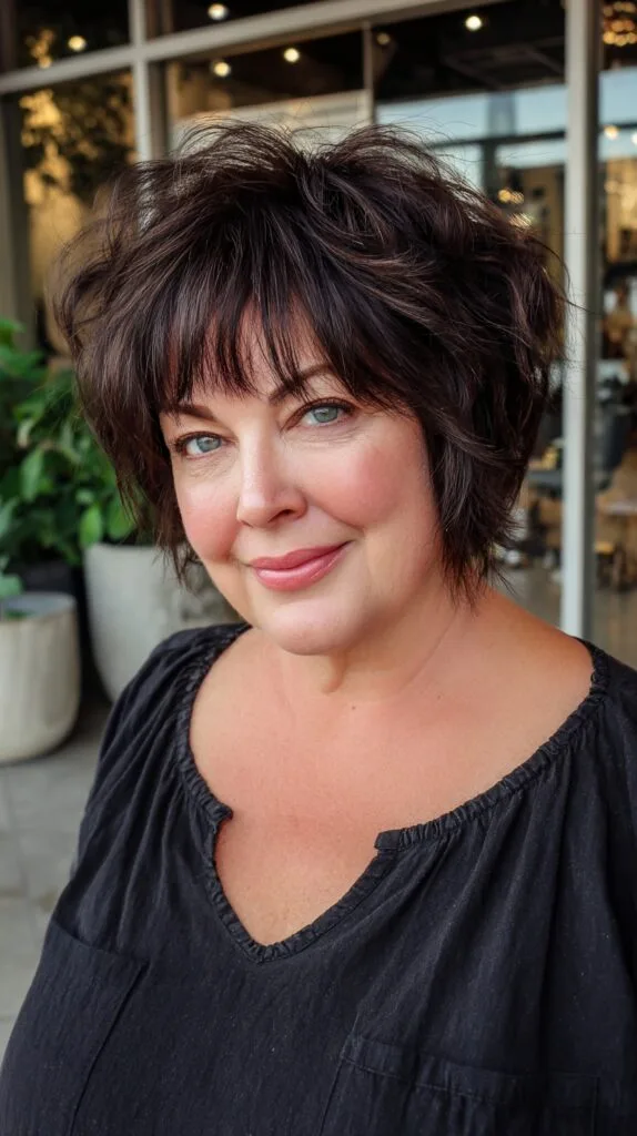 Textured Short Shag with Micro Fringe for Round Faces
