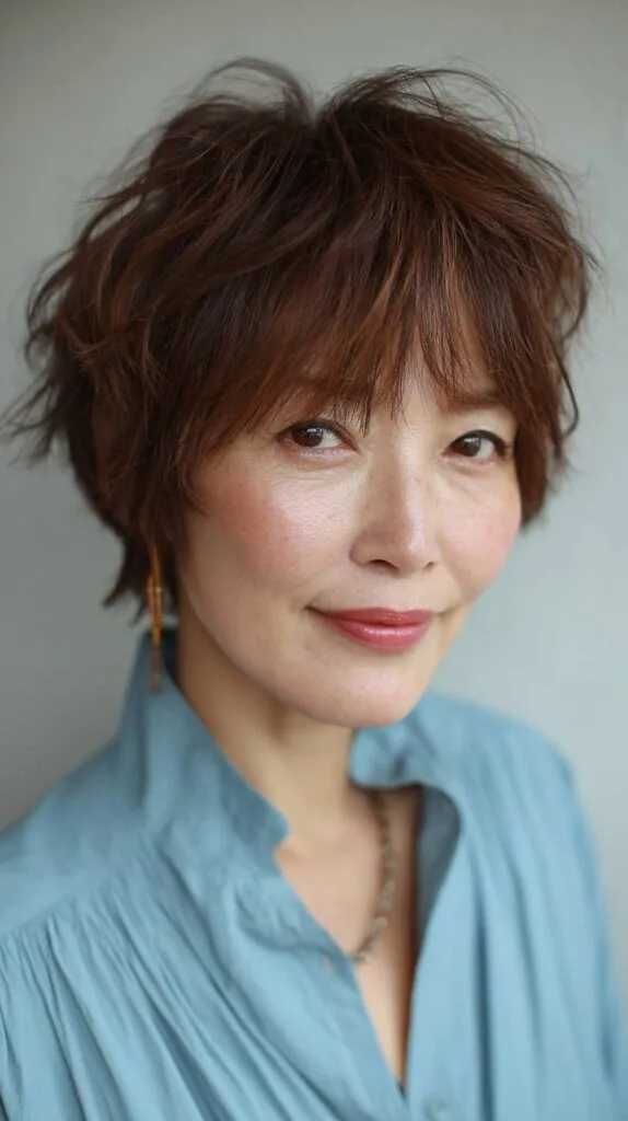 Textured Short Shag with Wispy Bangs