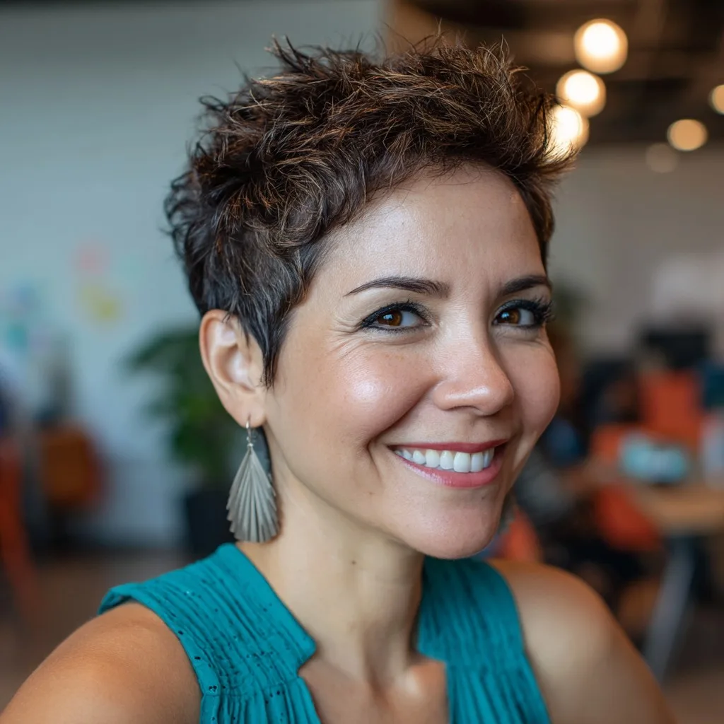 Textured Short Spiky Cut with Subtle Highlights
