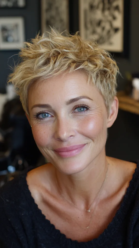 Textured Short Spiky Cut with Sun-Kissed Highlights