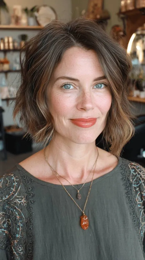 Textured Short Wavy Cut with Subtle Highlights
