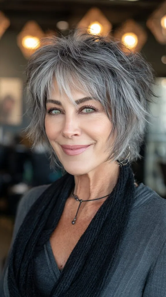 Textured Short Wolf Cut with Feathered Fringe