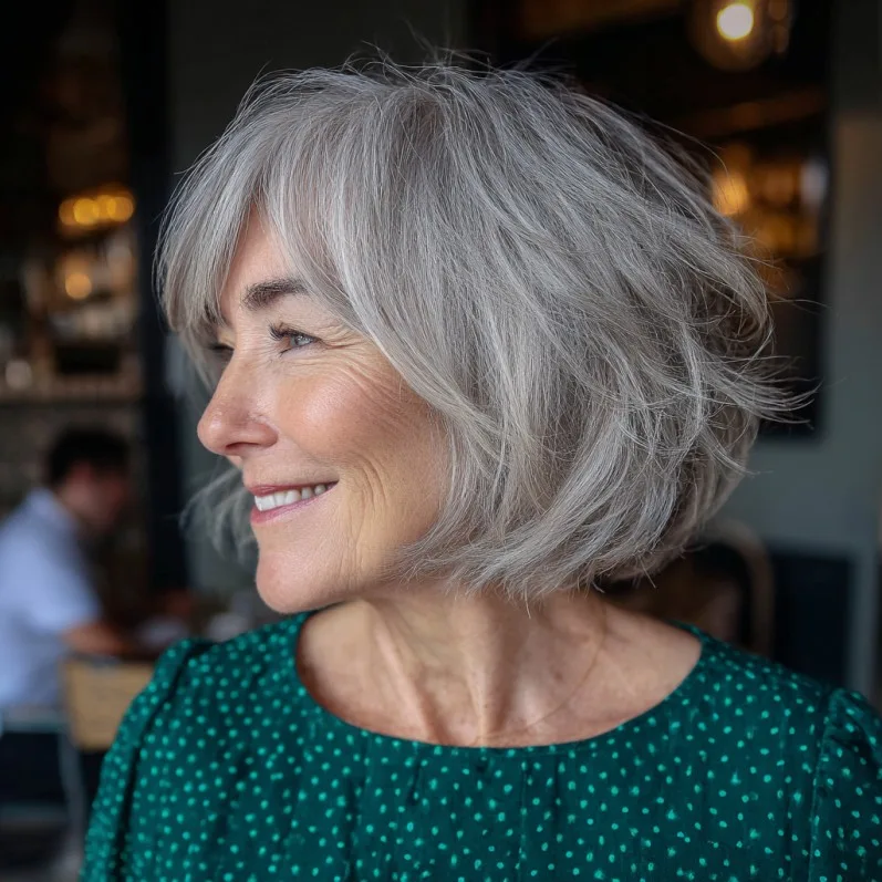 Textured Silver Bob with Soft Layers