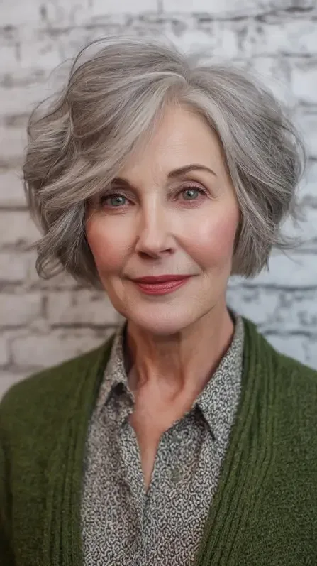 Textured Silver Bob with Soft Volume
