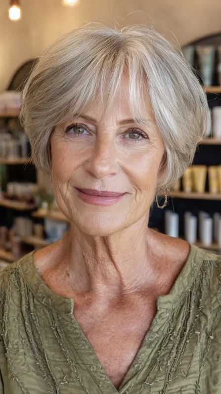 Textured Silver Mushroom Bob with Subtle Layers