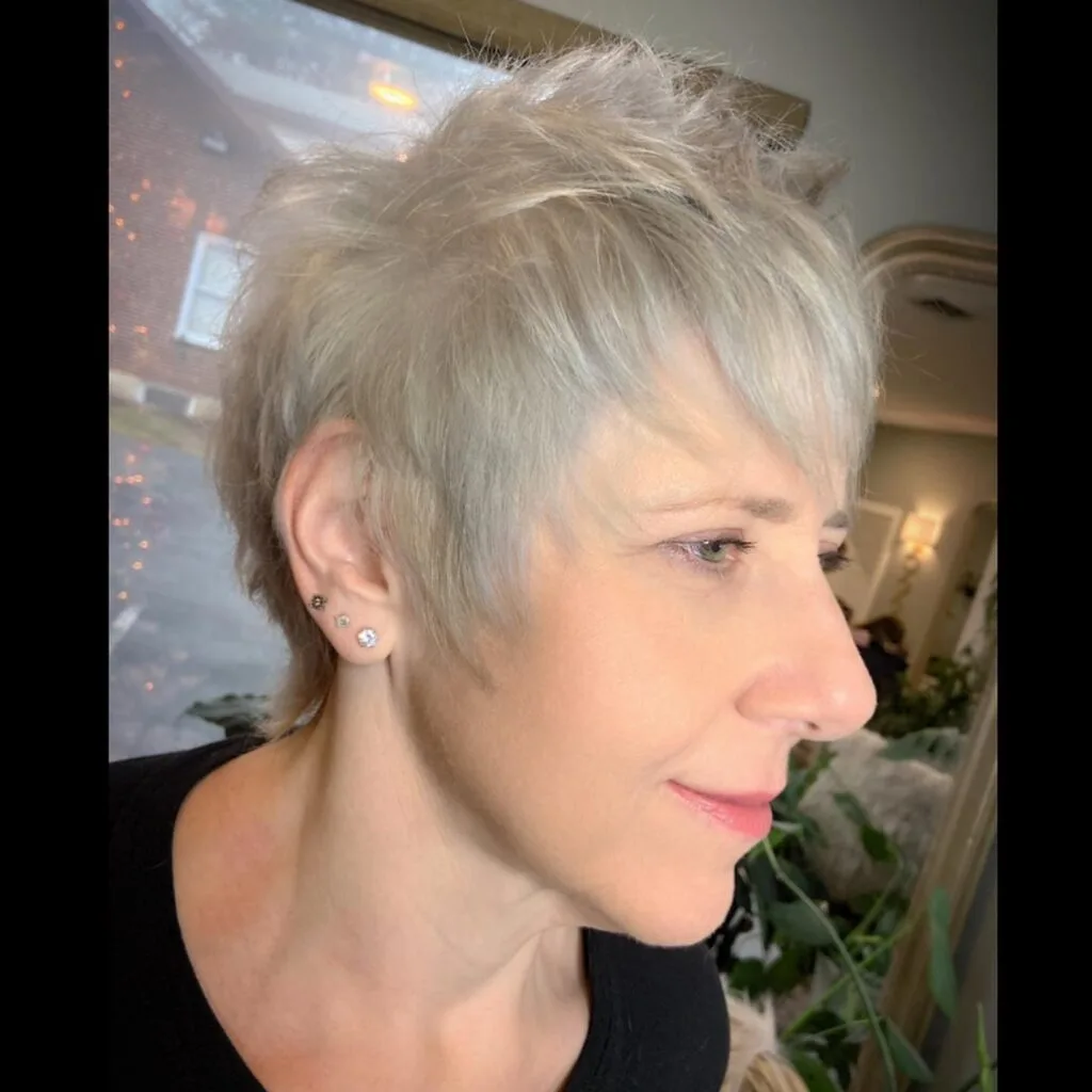 Textured Silver Pixie Cut with Volume and Layers