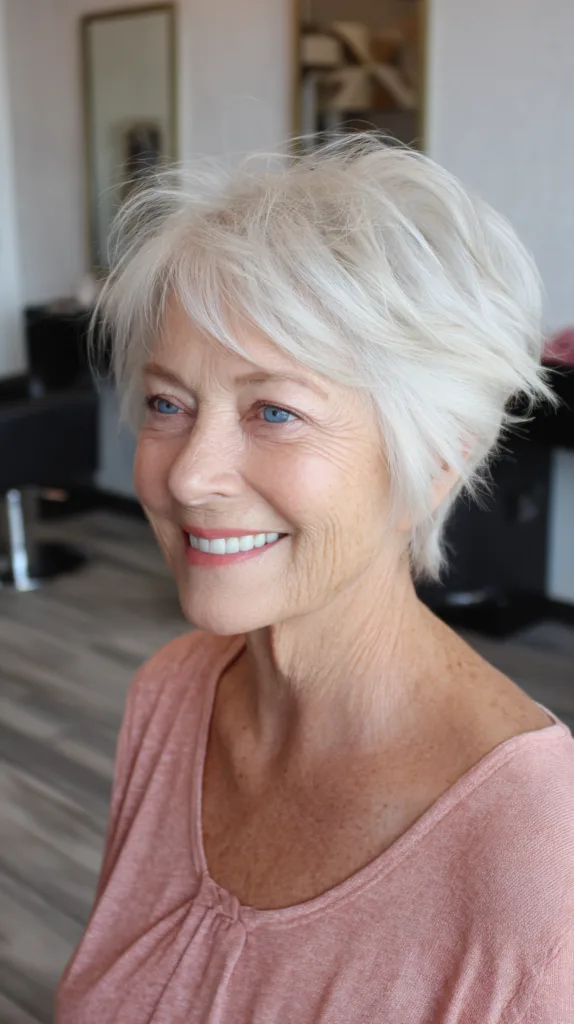 Textured Silver Shaggy Pixie Bob with Soft Volume