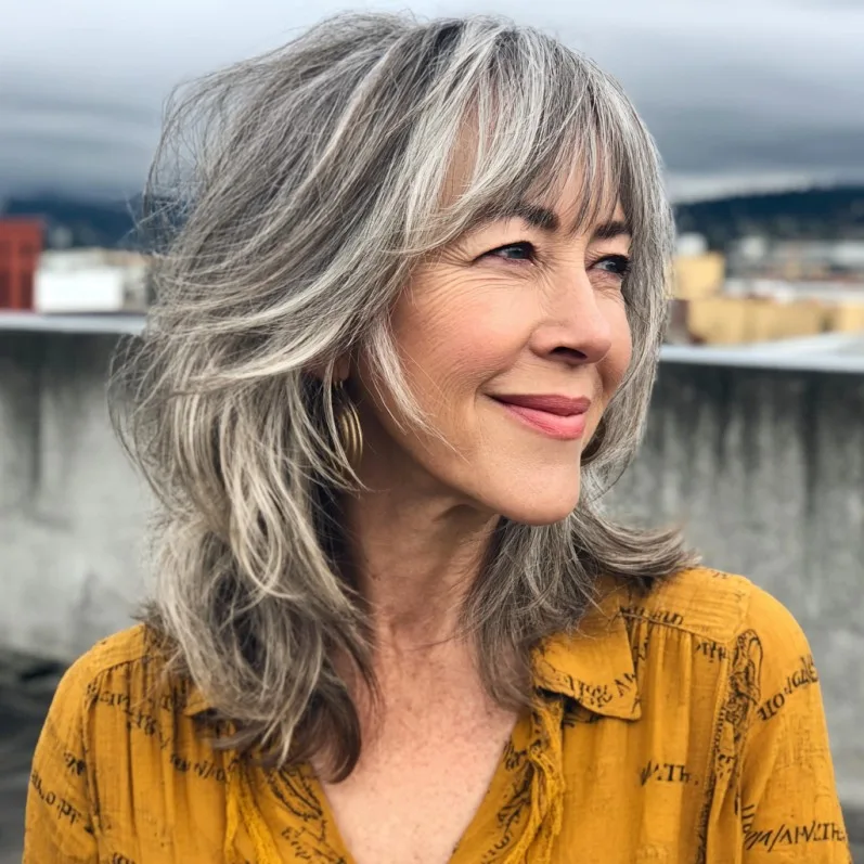 Textured Soft Layers with Framing Bangs