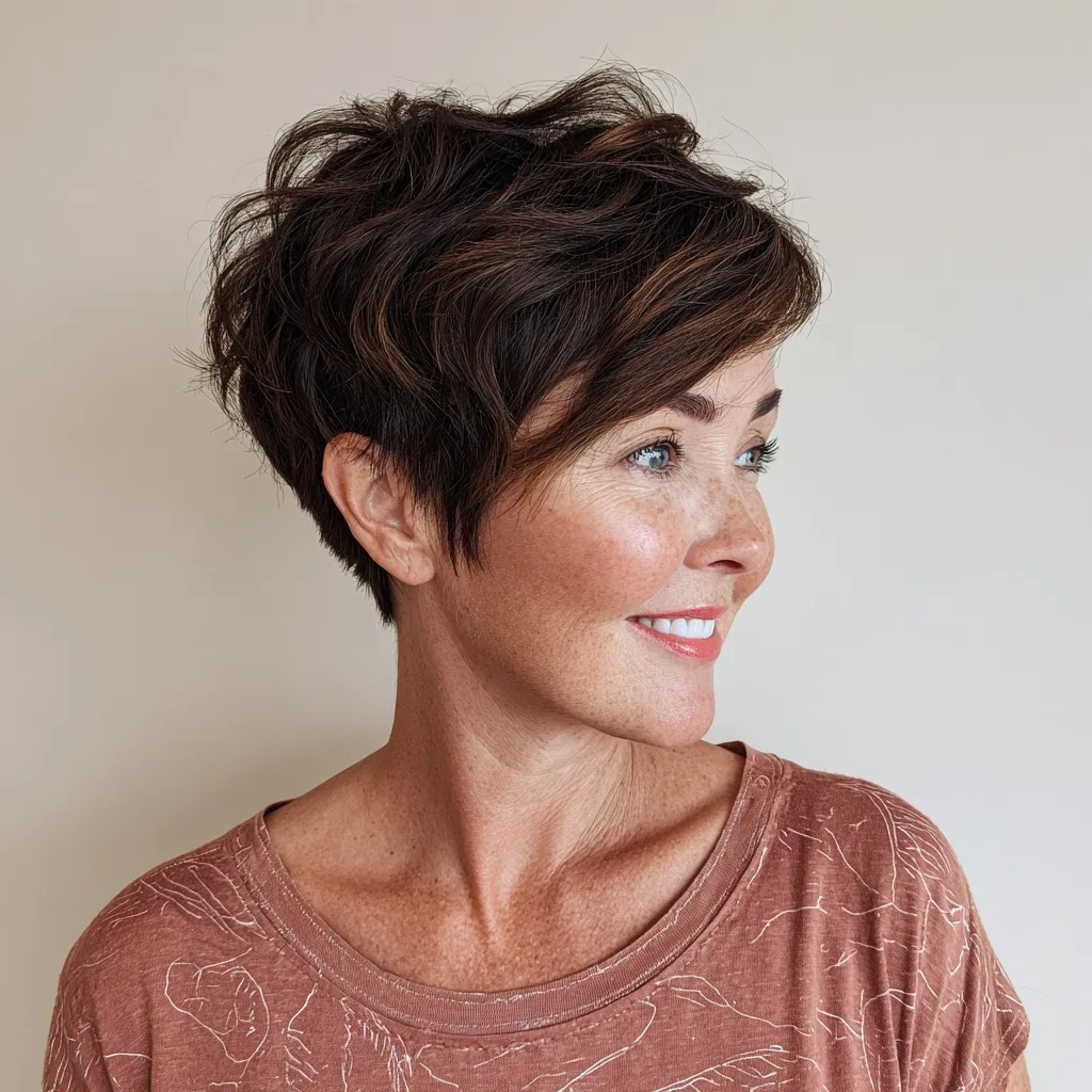 Textured Stacked Pixie Cut with Soft Waves