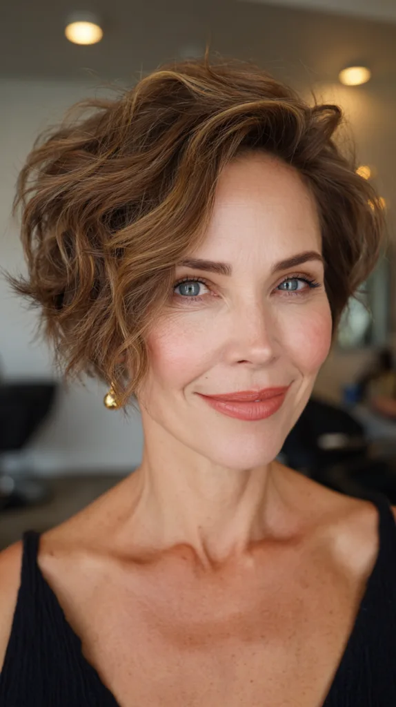 Textured Wavy Pixie Cut with Soft Curls