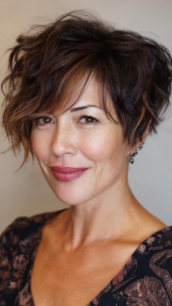 Textured Wavy Pixie Cut with Subtle Highlights