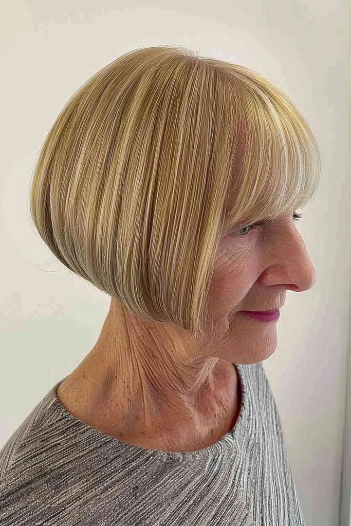 Timeless Blunt Bob for a woman over 70