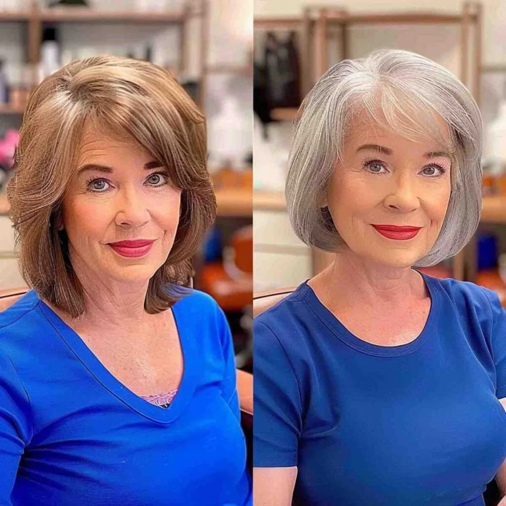 timeless bob hairstyle for gray hair