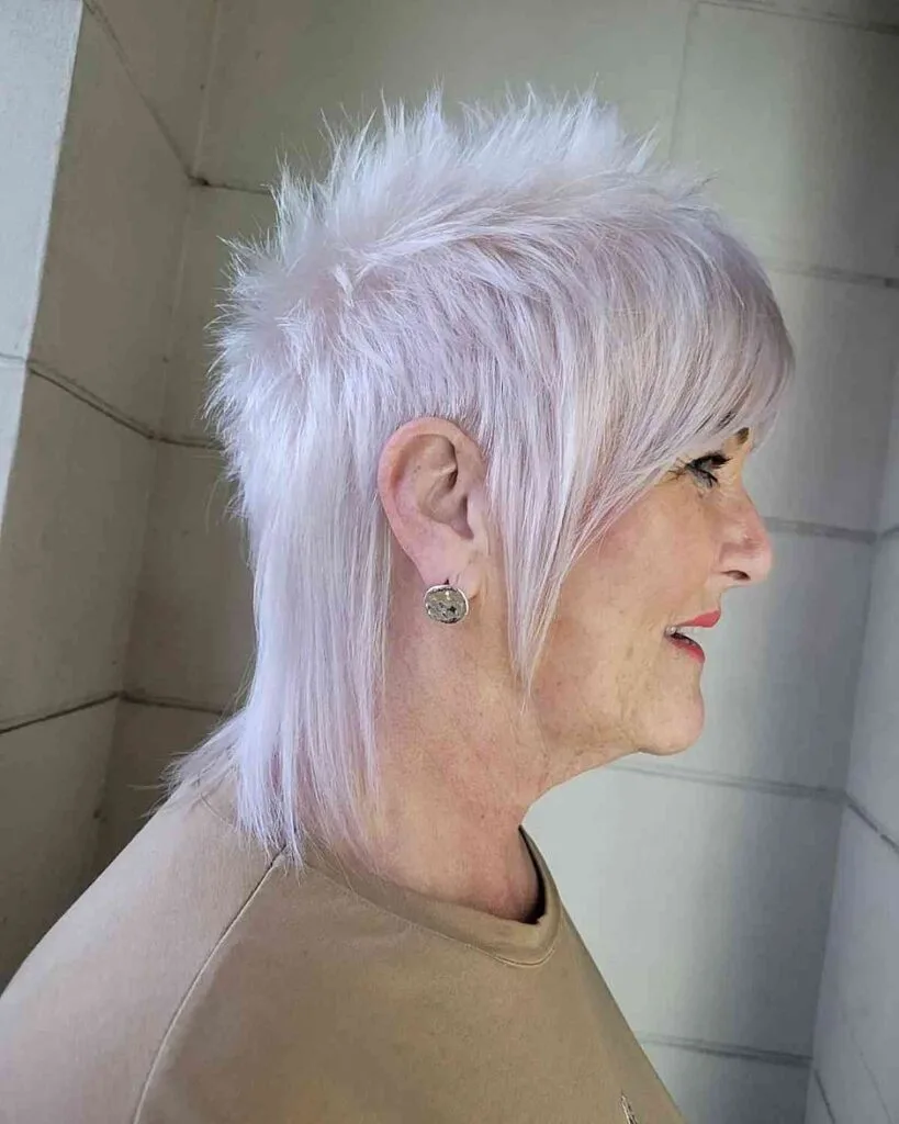 Trendy Mullet with Textured Crown Layers for Older Women