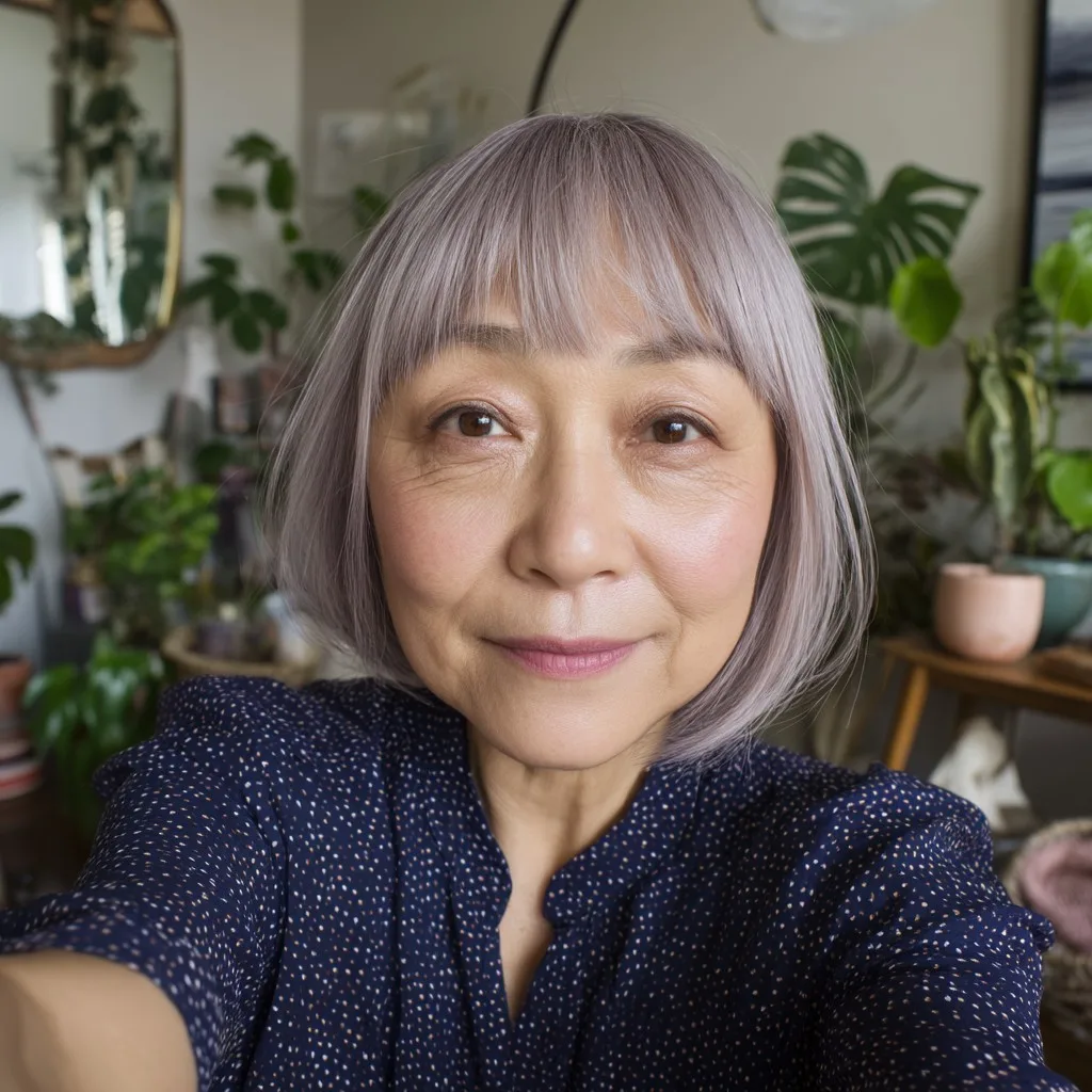 Trendy Silver Bob with Flirty Bangs